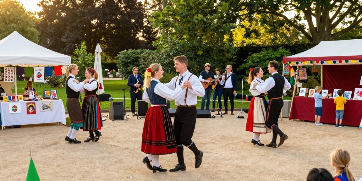Cultivating Breton culture at outdoor festival m98 ทางเข้า with vibrant displays and lively folk dances.