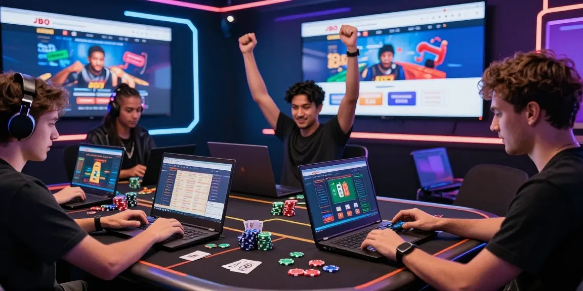 Exciting online betting scene showcasing jbo dangky with diverse players celebrating wins and checking odds on colorful platform.