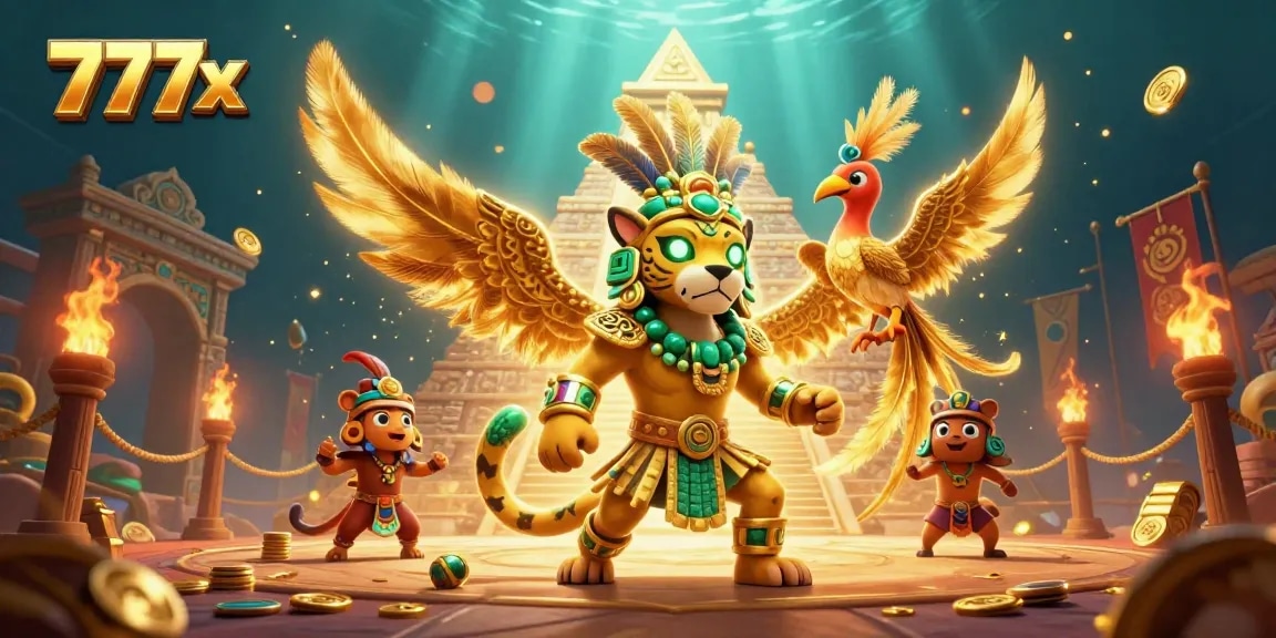 Engage in thrilling bets at 777x with vibrant Mayan-themed casino elements enhancing the experience.