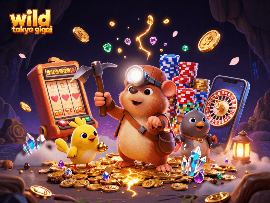 Giocare a wild tokyo giochi con slot, tavoli e croupier in un'animata illustrazione 3D.