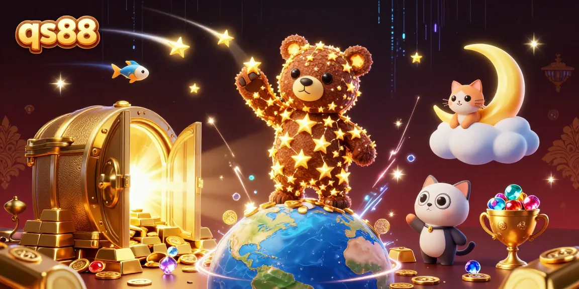 qs88 players scoop valuable coins from golden treasures in a vibrant casino universe