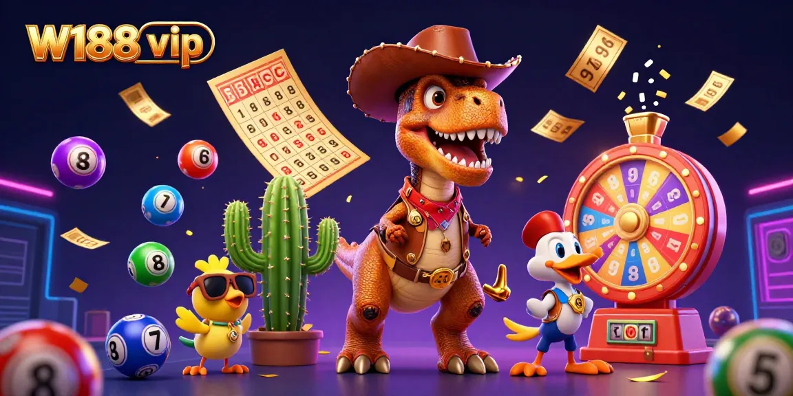 Engage with W188 vip in a vibrant casino scene showcasing elements of luck and excitement.