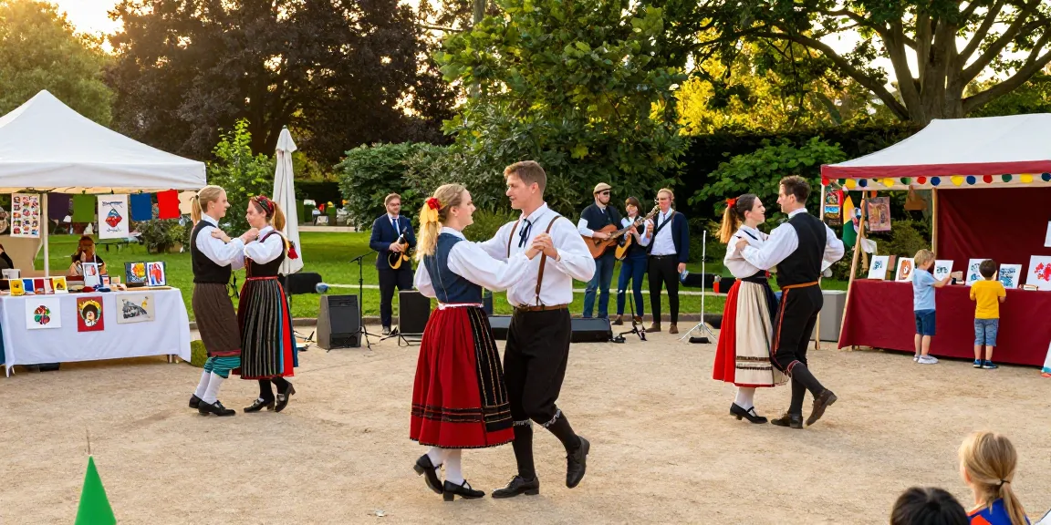 Cultivating Breton culture at outdoor festival m98 ทางเข้า with vibrant displays and lively folk dances.