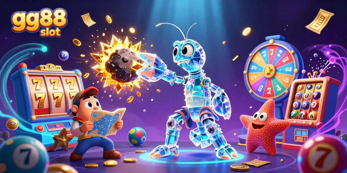 Experience the thrills of gg88 slot with dynamic characters and vibrant casino elements in an exciting illustration.