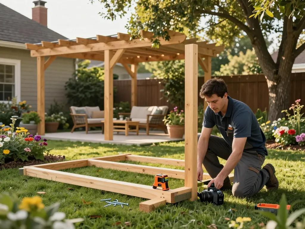 Installazione di pergole personalizzate che mostra il software configuratore pergole in un ambiente giardino accogliente, migliorando gli spazi esterni.
