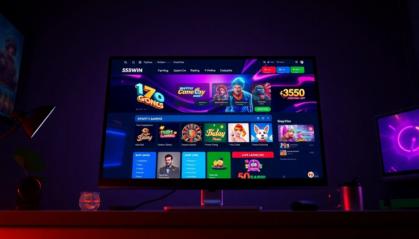 Dynamic gaming interface on trang chủ 555win featuring diverse online games.