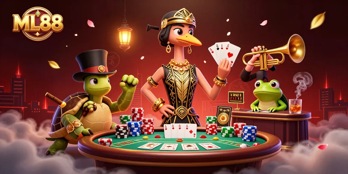 Experience the excitement of ML88 with vibrant casino characters and gaming elements.
